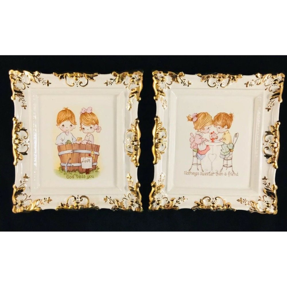 vtg 1980's Ceramic Children, Love, Friend Plaque 2 - Picture 1 of 8